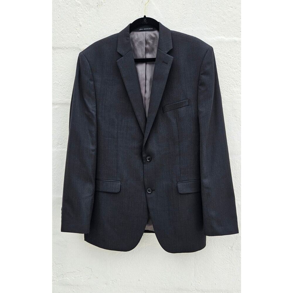 Perry Ellis Portfolio Blazer‎ Mens 44L Charcoal Gray Slim Fit Wool Suit Jacket